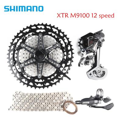 China Shimano XTR M9100 Groupset 12 Speed ​​Aluminum Mtb Clutch Bicycle Rear Derailleur Cassette Chain Groupset Kit for sale