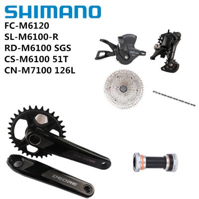 China SHIMANO M6100 Groupset 1x12 Speed ​​Aluminum FC M6120 M7100 Crankset With MT800 BB M6100 Clutch Lever 10-51T Cassette Rear Derailleur for sale