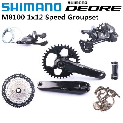 China Carbon Steel SHIMANO DEORE XT M8100 12s Groupset 32 ​​34 36 170/175 Crankset Clutch Derailleur Chain MTB Cassette 1x12-Speed ​​51T Rear Bike for sale