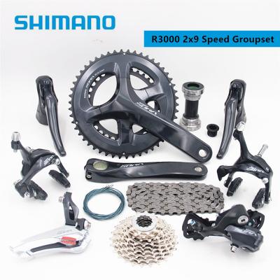 China Carbon Steel Shimano SORA R3000 2x9 Speed ​​Road Bike Groupset Bicycle Parts 170mm 50-34T Crankset Rear Derailleur SS for sale