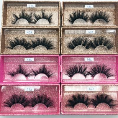 China Wholesale Dramatic Soft and Natural 25mm Mink Eyelash Seller Customized Lashes Box Cases Fluffy 5d Mink Eyelashes for sale