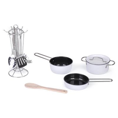 China Mini Cooking Play Toys Stainless Steel Kitchen Kids Cooking Camping Toys Little Play Set Toy Playset for sale