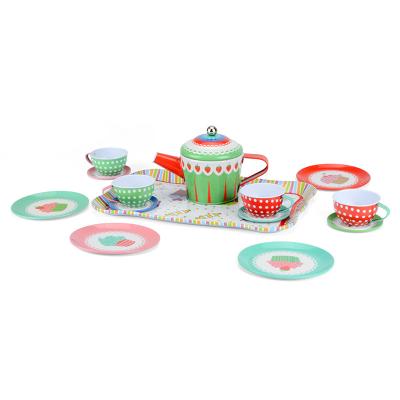 China Food Grade Tin Tea Set Environmental Non-Toxic Modern Unbreakable Play Kitchen Set for sale