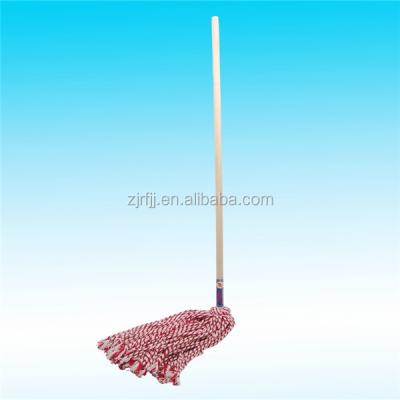 China Sustainable Tornado Floor Wiper Wood Handle Industrial Cotton Broom for sale