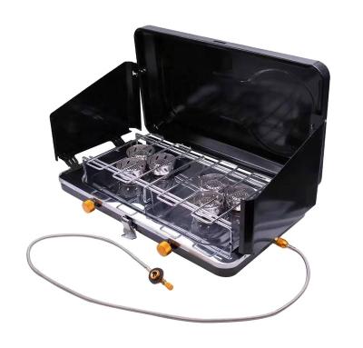 China Manual Folded Portable High Power Double Burners BDZ-660-E Road Trip Camping Camping Windproof Gas Stove for sale