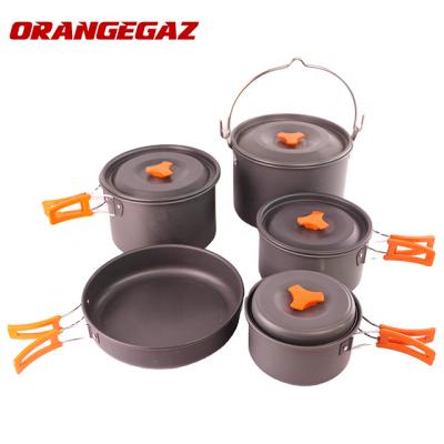 China Portable Cooking Pots Outdoor Cooking Set Outdoor Camping Cookware Set Camp Cooking 5 Pieces for sale