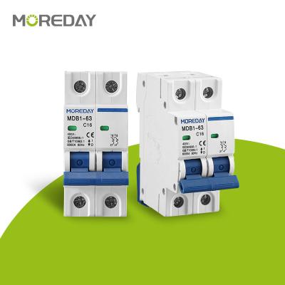 China MOREDAY Mini AC Breaker 2p 230V 400V Mcb 16a 32a 63a 2p Disjuntor Disyuntor Circuit Breaker 6KA for sale