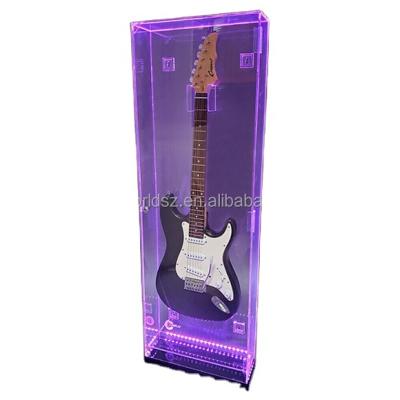 China acrylic guitar display showcase custom acrylic LED light showcase for Guitar for sale