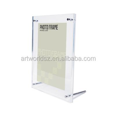 China acrylic block stand with stainless steel support custom acrylic slatwall picture frame for sale