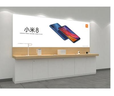 China series of wall standing display stand custom design wood display stand wall against display for electronics shop for sale