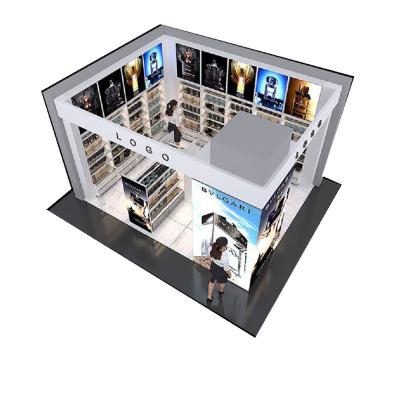 China mall kiosk cosmetic shop design high quality cosmetic display furniture wood with LED light for sale