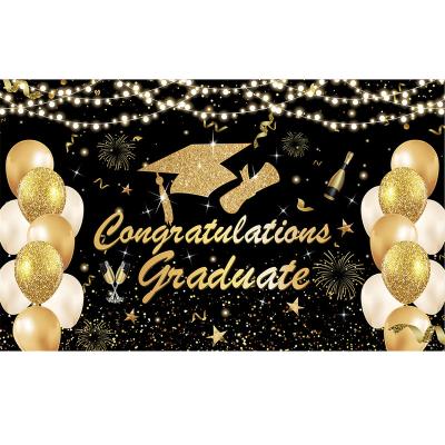 China Home Party / Party Decoration Supplies Printed 2022 Black and Gold Party Decoration Banner Graduation Backdrop for sale