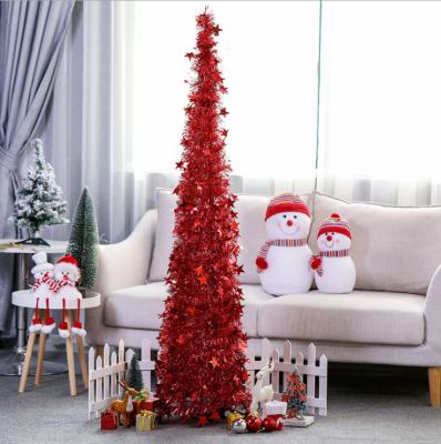 China Eco-friendly Collapsible Colorful Christmas Tree Decoration Ornaments Party Artificial Pop Tinsel Tree for sale