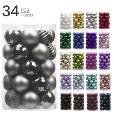 China Eco-friendly Amazon Set / 34 Christmas Plastic Ball 4cm Set Decorations Hanging Christmas Tree Decoration for sale