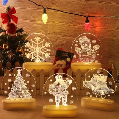 China Acrylic+LED Room Decoration Holiday Decor Festival Star Christmas Ornament Lights Daytime Gift Santa USB LED 3D Night Light for Kids for sale