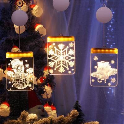 China Acrylic+LED New Design Festival Holiday Christmas Decorative Hanging Lights Window Decor Room Layout 3D Night Hanging Light for sale