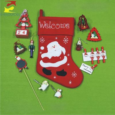 China Christamas Large Home Decor Gift Packs Large Christmas Stocking Set With Christmas Tree Hanging Ornaments for sale