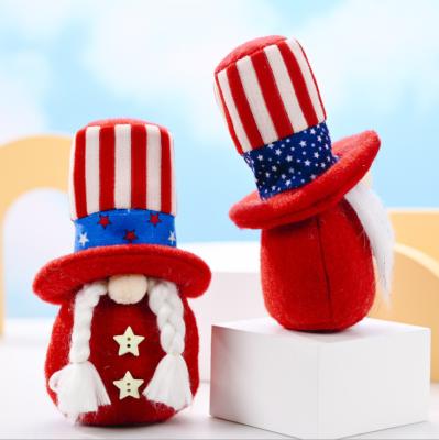 China 100% Eco-Friendly 4th of July Independence Day Decorations American Flag Tomte Patriot Dwarf Ornament Plush 4th of July Gnome with Round Hat for sale