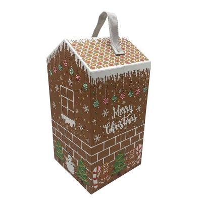 China Eco - Friendly Color Printed Merry Christmas Christmas House Shaped Gift Box for sale