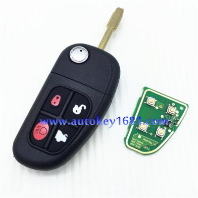 China Best Quality 315/433Mhz Car Flip Key 4 Button Remote Control For Jaguar X S XJ XK With Glass 4d60 Chip With Uncut Key Blade RC-JA-001 for sale