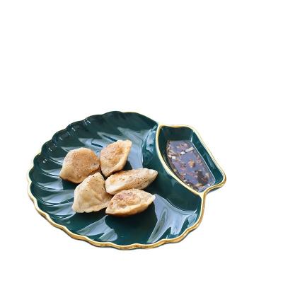 China Sustainable 8 Inch Porcelain Christmas Dumpling Platter Colored Ceramic Dinner Dishes for sale