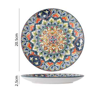 China 8 Inch Sustainable Christmas Porcelain Ceramic Dinnerware Set Handmade Bohemian Ceramic Dishes for sale