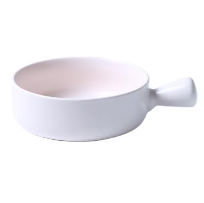 China Sustainable Hot Selling Cheap Round M Size Porcelain Dinner Kitchen Rice Bowl With Handle for sale