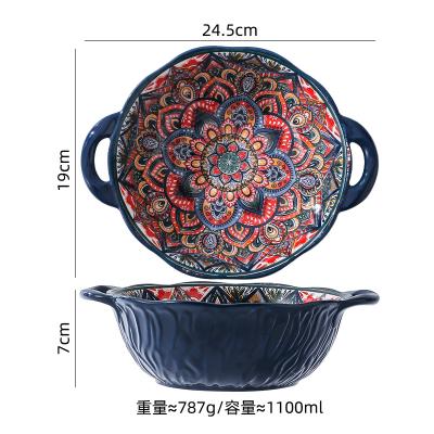 China Wholesale Unique Creative Viable Plant Shape Green Salad Fruit Bowl Ceramic Bowl With Handle For Restaurant for sale