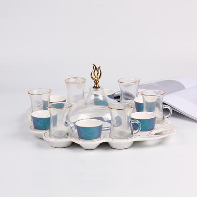 China 14Pcs 80cc 110cc Viable Gift Box Porcelain Luxury Ceramic Coffee Mug Tea Blue And White Set for sale