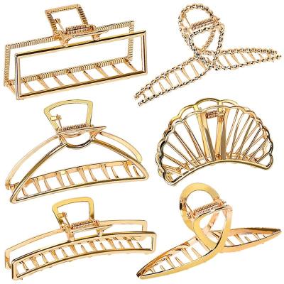 China Vintage Metal Hair Clip Simple Gold Claw Elegant Hair Clip For Girls And Women Hair Claw for sale