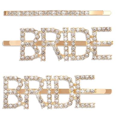 China Hot Sale Ins Hair Clip Hair Accessories Crystals Letter Rhinestone Hair Clips Bobby Pin Custom Word Hair Pins For Girls for sale