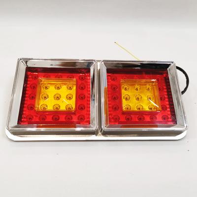 China Trailer Truck Bus Led Tailight Rectangle Both Color 24V 50 LED Rear Lights Trailer Combination Red Yellow Tail Lamps For Truck for sale