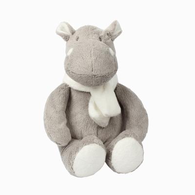 China Creative New Stuffed Plush Toys Gray Hippo Soft Doll Scarf Rag Doll Birthday Gift Baby Boy Toys for sale