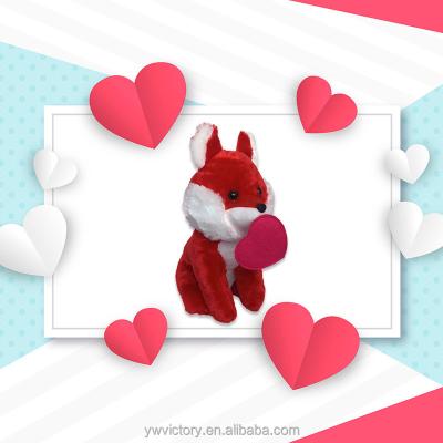 China Custom Stuffed Plush Toys Factory OEM/ODM Stuffed Animals Bite Heart Red Fox Valentine Toys for sale