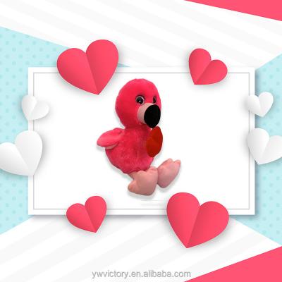 China Toy Factory Custom Stuffed Plush Toys Sharp Plush Animal Flamingo Heart Valentine's Day Gift Toy for sale