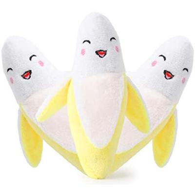 China Viable Wholesale Custom Stuffed Toy Squeaky Bite Banana Plush Bulk Dog Toy Heavy Duty Stuffed Pet Toy for sale