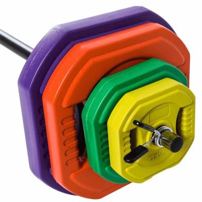 China Universal 30kg Color Rubber Barbell Set Professional Rubber Coated Adjustable Barbell Weight Set for sale