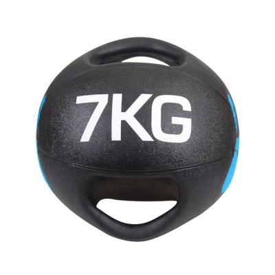 China Universal Factory Price Custom Logo Medicine Ball With Handles 7 Kg Training Gravity Double Handle Personal Medicine Ball for sale