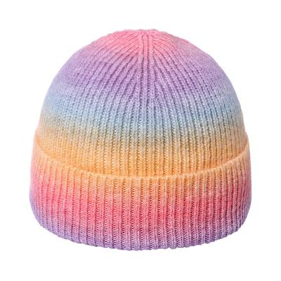 China Wholesale New COMMON 2023 Hat Warm Rainbow Gradient Ramp Colorful Winter Hat for sale