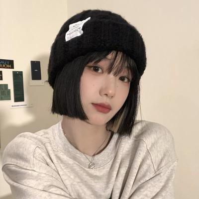 China CIS Big Perimeter Coarse Knitted Green Loose Tide Face Women's Wool Hat Fall/Winter Soft Head 21 Small for sale