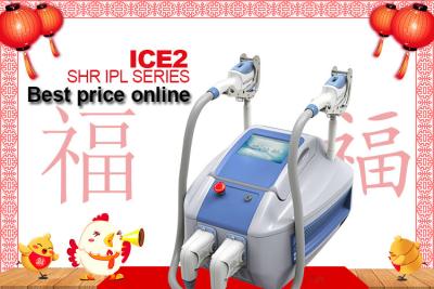 China 2 Handpieces SHR IPL Machine Permanent Hair Removal , Portable  SHR IPL Permanent Laser Hair Remover for sale