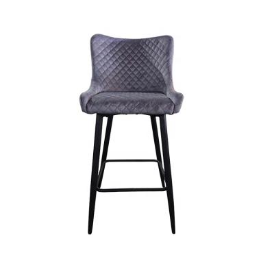 China Wholesale Cheap Kitchen Cooling Modern Bar Stool Chairs Colorful Umpire Chairs For Counter Bar Stool Gray Velvet Fabric for sale