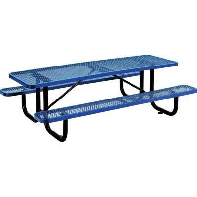 China Folding Rectangular Outdoor Steel Handle Picnic Table - Expanded Metal - Blue for sale