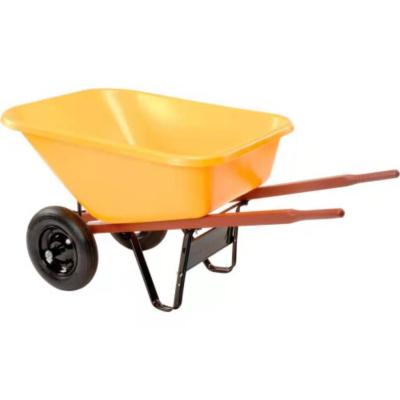 China Poly Plastic Double Wheel Tray Wheelbarrow With Steel Handle for sale