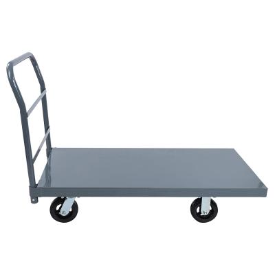 China Industrial Tool Steel Platform Truck Flatbed Truck Push Cart 48 x 24in Portable Trolley for sale