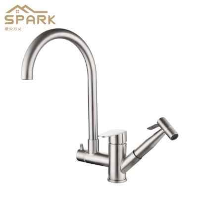 China Sense Faucets Pull Down Kitchen Faucet 360 Spouts Dual Swivel Shower Kitchen Faucet Handheld Mixer for sale