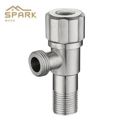 China Modern SUS 304 1/2 Stainless Steel Angle Valve Nickel Brushed Faucet Accessories Fish Stop Valve for sale