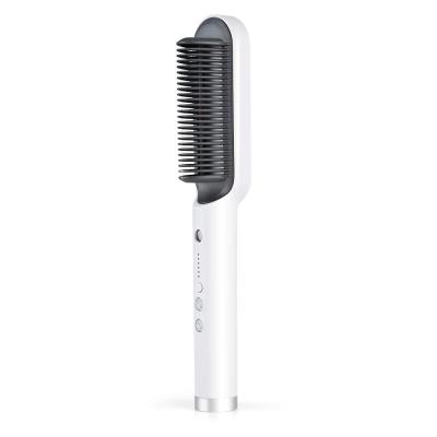 China Portable Professional Anti-scald PTC Heating Handheld Hair Straightening Brush Mini Hair Straightener Comb for sale