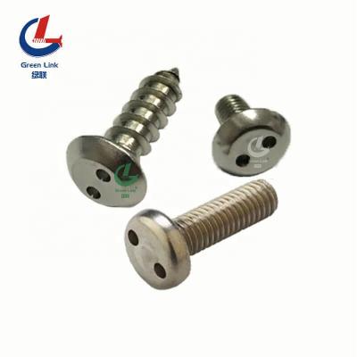 China Pan Stainless Steel Two Hole Security Screw Snake Eye Screw Hog Nose Tapping Tapping Screw for sale