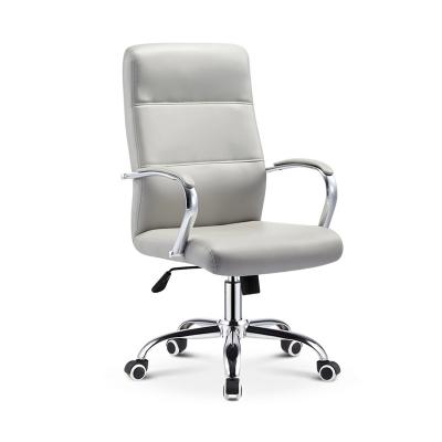 China PU Leather Office Chair (Height) Adjustable Mid Chair Modern Leather Back Swivel Office for sale